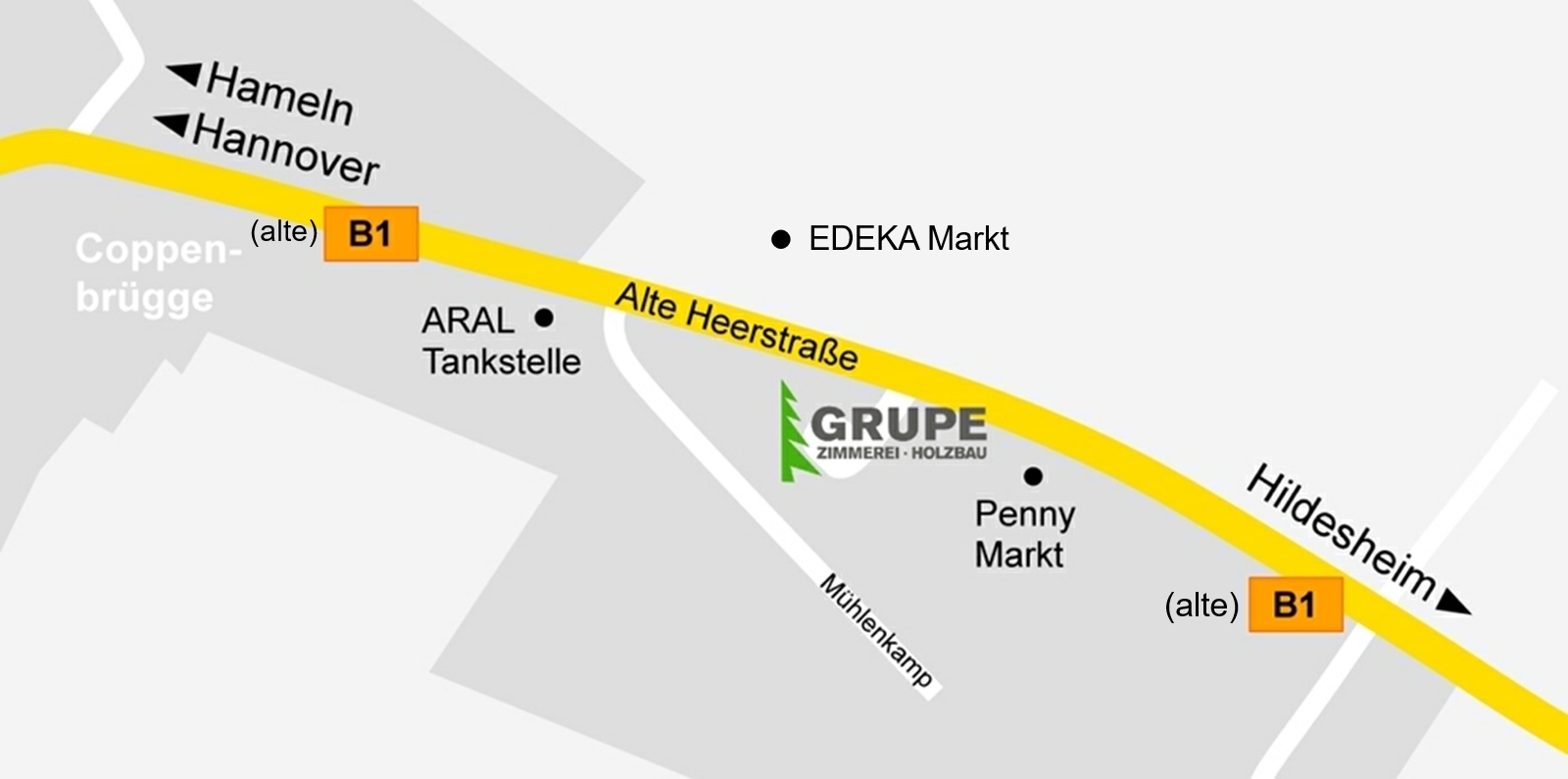 Anfahrt Grupe Zimmerei und Holzbau